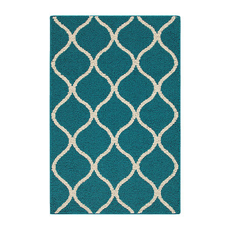 Maples Lattice Washable Skid Resistant Indoor Rectangular Accent Rug, One Size, Green