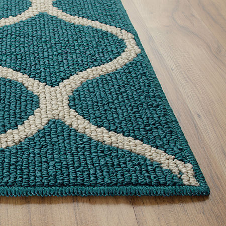 Maples Lattice Washable Skid Resistant Indoor Rectangular Accent Rug, One Size, Green