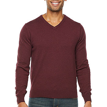 V-Neck Pullover Sweater-Maroon