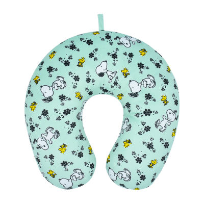 Peanuts Snoopy and Woodstock Flowers Portable Travel Neck Pillow, Color