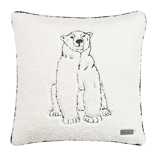 Eddie Bauer Cozy Polar Bear Knit Square Throw Pillow
