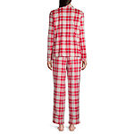 Adonna Fleece Womens Tall Long Sleeve 2-pc. Pant Pajama Set