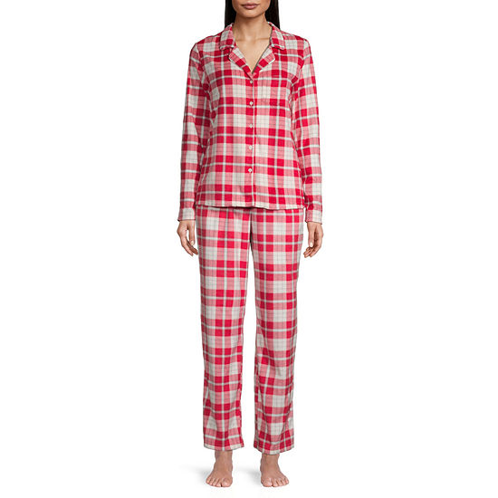 Adonna Fleece Womens Tall Long Sleeve 2-pc. Pant Pajama Set