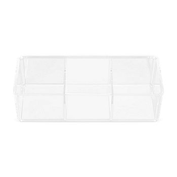 Home Expressions Acrylic 6-Compartment Makeup Organizer with mirror, Color:  White - JCPenney