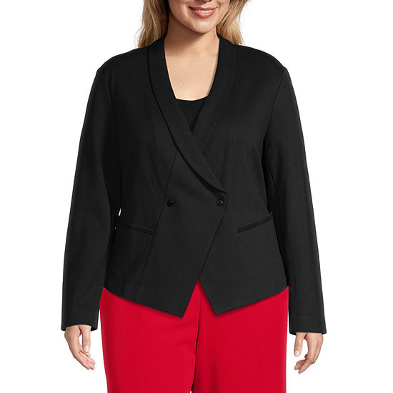Worthington Plus Womens Classic Fit Double Breasted Blazer