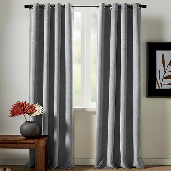 Regal Home Textured Chenille Energy Saving 100% Blackout Grommet Top Single Curtain Panel