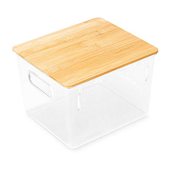 Home Expressions Large Clear Stackable Storage Bin, Color: White