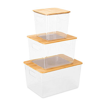 12x Large Clear Acrylic Storage Container Plastic Fridge Basket Food Box  Tray