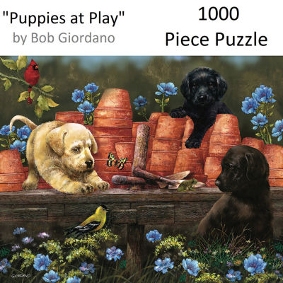 Hart Puzzles Puppies At Play By Bob Giordano, 24 X 30 1000 Piece Puzzle