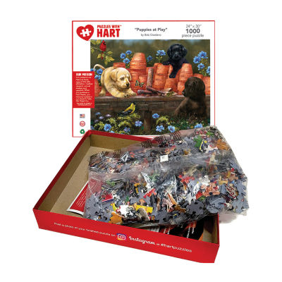 Hart Puzzles Puppies At Play By Bob Giordano, 24 X 30 1000 Piece Puzzle