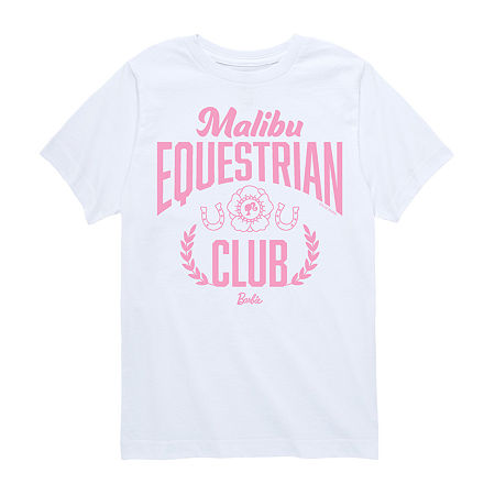 Big Girls Equestrian Club Crew Neck Short Sleeve Barbie Graphic T-Shirt, X-large, White