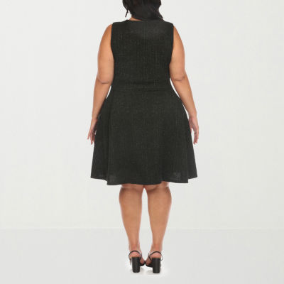 White Mark Womens Plus Sleeveless Fit + Flare Dress