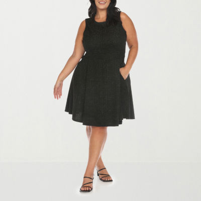 White Mark Womens Plus Sleeveless Fit + Flare Dress