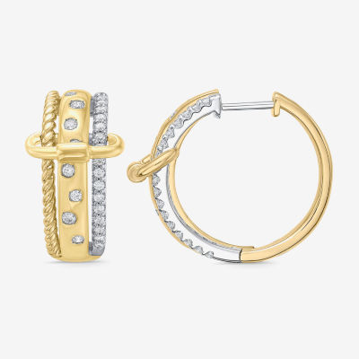 (I / Si2) 1/2 CT. T.W. Lab Grown White Diamond 10K Gold Over Silver Sterling Silver Hoop Earrings