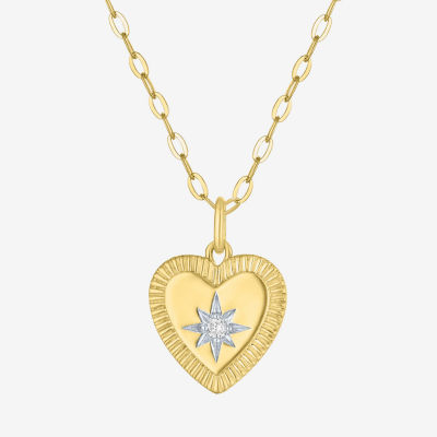 Diamond Addiction (G-H / I1-I2) Womens Diamond Accent Lab Grown Diamond 14K Gold Over Silver Heart Pendant Necklace