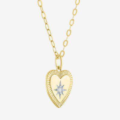 Diamond Addiction (G-H / I1-I2) Womens Diamond Accent Lab Grown Diamond 14K Gold Over Silver Heart Pendant Necklace