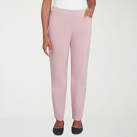 Alfred Dunner Telluride Womens Mid Rise Straight Pull-On Pants, 12 Petite Short, Pink