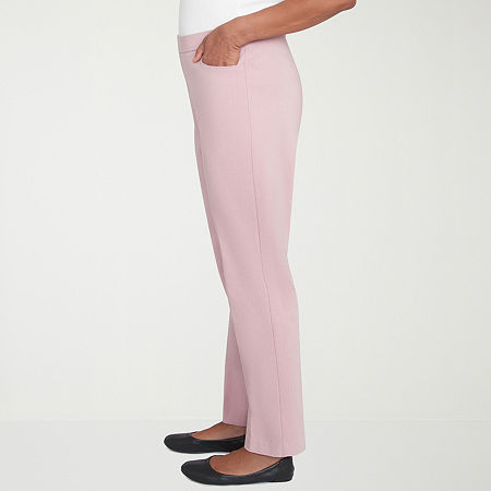 Alfred Dunner Telluride Womens Mid Rise Straight Pull-On Pants, 12 Petite Short, Pink