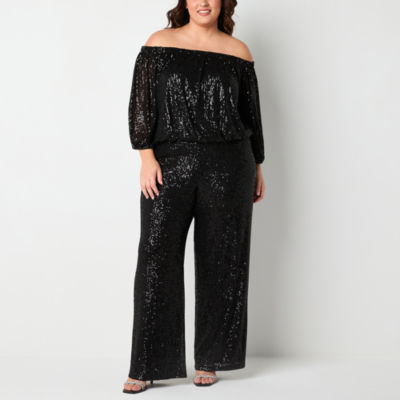 Premier Amour-Plus Sequin Womens Wide Leg Pull-On Pants