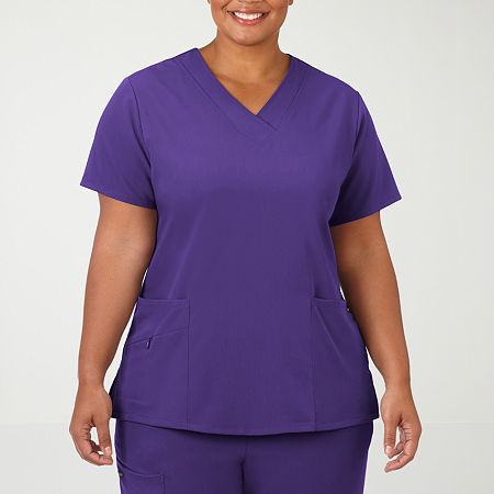 Jockey 2206 Womens Plus V Neck Short Sleeve Scrub Top, 3x-large, Purple