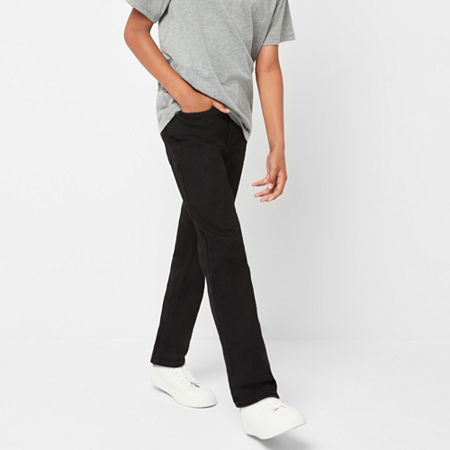 Thereabouts Little & Big Boys Adjustable Waist Stretch Fabric Straight Leg Jean, 7, Black