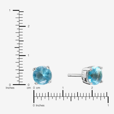 Silver Treasures Blue Cubic Zirconia Sterling Silver 7.1mm Stud Earrings