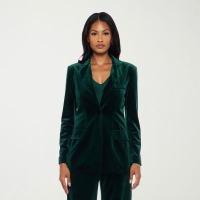 Premier Amour Womens Velvet Stretch Fabric Fitted Blazer