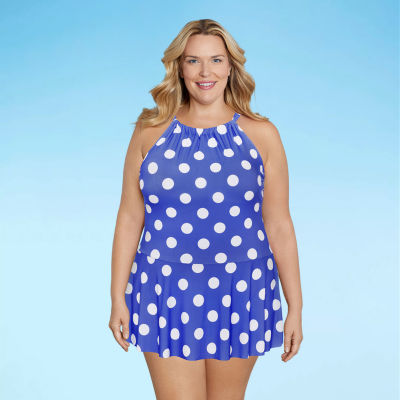 Liz Claiborne Womens Dots Plus Swim Dress
