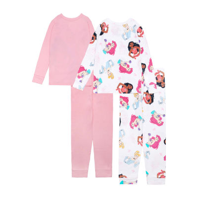 Disney Collection Little & Big Kid Girls Princess Crew Neck Long Sleeve 4-pc. Pajama Sets