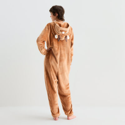 North Pole Trading Co. Reindeer Unisex Adult Plush Hooded Long Sleeve Matching Family One Piece Pajama