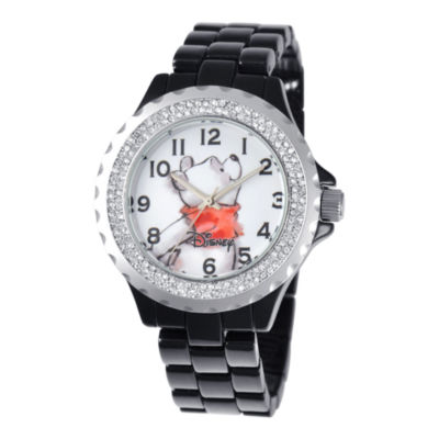 Disney Womens Winnie the Pooh Black Enamel Sparkle Watch