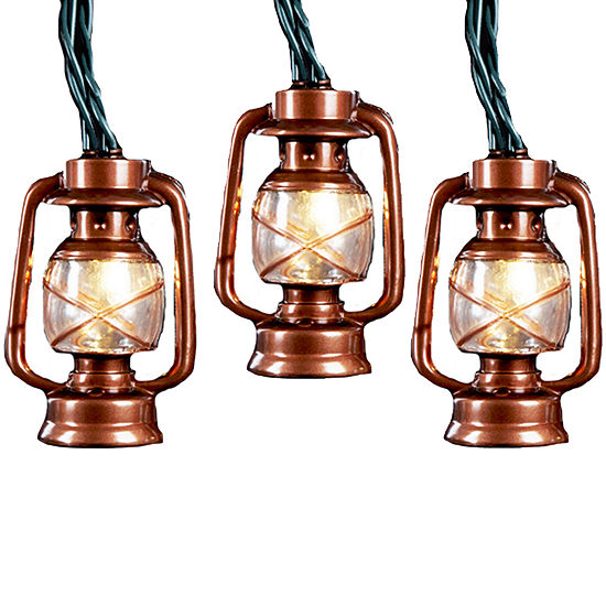 Kurt Adler 10-Light Brass Lantern Light Set
