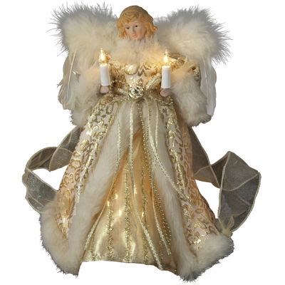 Kurt Adler UL 10-Light 10" Ivory Color and Gold-Tone Angel Tree Topper