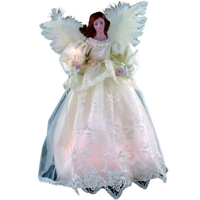 Kurt Adler 14.5" Ivory Angel Lighted " Christmas Tree Topper