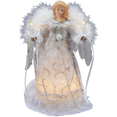 Kurt Adler 9" 10-Light White and Silver Angel Tree Topper