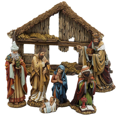 Kurt Adler Nativity Set With 6 Figures And Stable