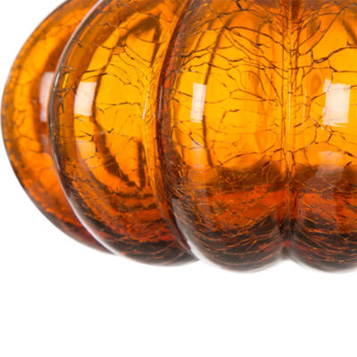 Glitzhome Amber Crackle Glass Pumpkin