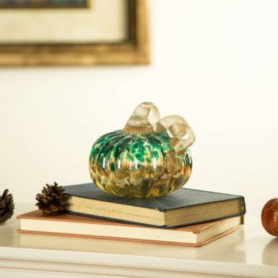 Glitzhome Glitter 5" Glass Pumpkin