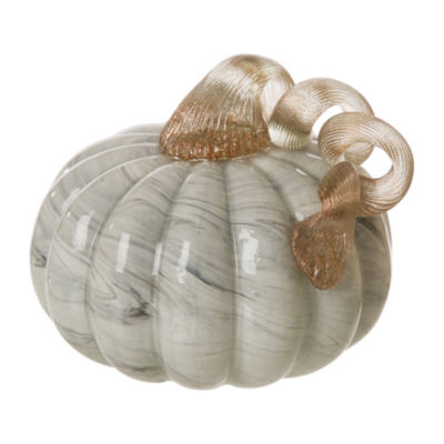 Glitzhome Marble Small Short Glass Pumpkin Thanksgiving Tabletop Decor