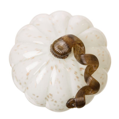 Glitzhome Golden/White Glass Pumpkin Thanksgiving Tabletop Decor