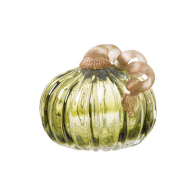 Glitzhome Crackle Glass Short Pumpkin Thanksgiving Tabletop Decor