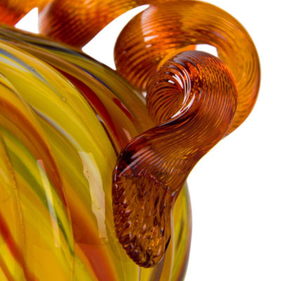 Glitzhome Striped Glass Short Pumpkin Thanksgiving Tabletop Decor