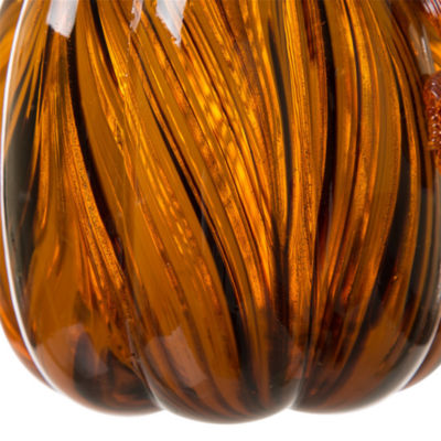 Glitzhome Striped Glass Pumpkin Thanksgiving Tabletop Decor