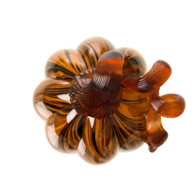 Glitzhome Striped Glass Pumpkin Thanksgiving Tabletop Decor