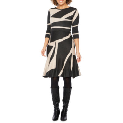 Danny & Nicole 3/4 Sleeve Midi Sweater Dress