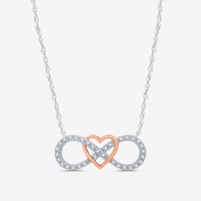 Limited Time Special! Womens 1/10 CT. T.W. Genuine White Diamond 14K Rose Gold Over Silver Sterling Silver Heart Infinity Pendant Necklace