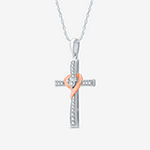 Limited Time Special! Womens 1/10 CT. T.W. Genuine White Diamond 14K Rose Gold Over Silver Sterling Silver Pendant Necklace