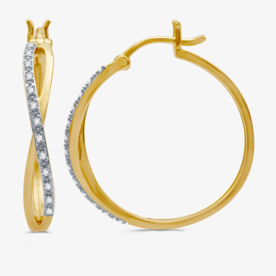 Limited Time Special! 1/10 CT. T.W. Genuine Diamond 14K Gold Over Silver Sterling Silver Hoop Earrings