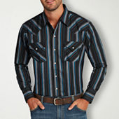 Wrangler Checotah Mens Classic Fit Long Sleeve Striped Button-Down Shirt