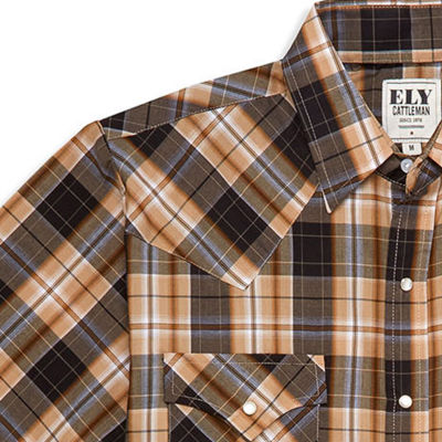 Ely Cattleman Plaid Mens Short Sleeve Western Shirt